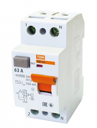 TDM ELECTRIC SQ0203-0017 Устройство защитного отключения ВД1-63 2Р 63А 100мА TDM
